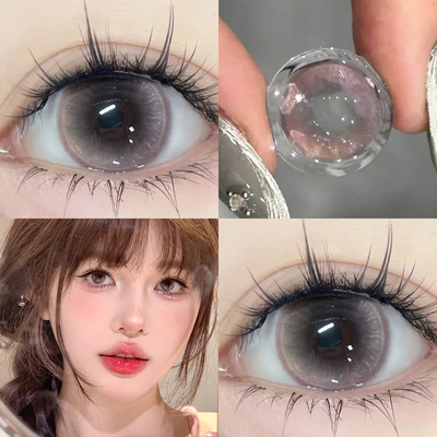 蝴蝶心脏美瞳半年抛两片大小直径粉色无锁边融瞳彩色隐形眼镜6tb