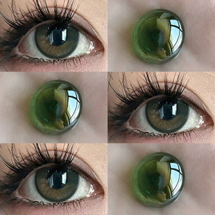 美瞳玉兰青花美瞳日抛30片装一次性橄榄绿色大直径隐形眼镜女qy