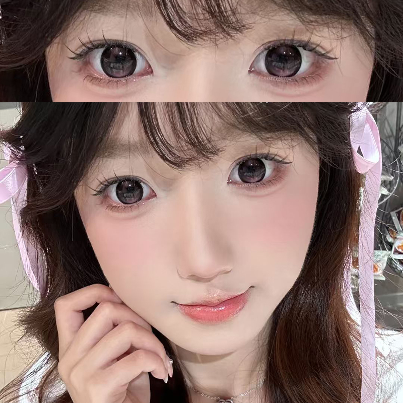 eggcon美瞳茸茸粉兔紫色半年抛水润大直径混血显彩色隐形眼镜ctb