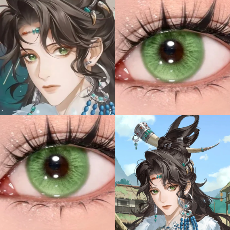 刘豹cos美瞳半年抛代号鸢绿色小大直径星辰泪绿隐形眼镜漫展佳we