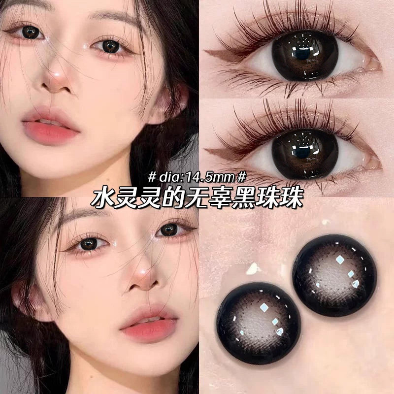 BIG大黑美瞳半年抛自然黑色大直径隐形近视眼镜年抛女WF带度数TN
