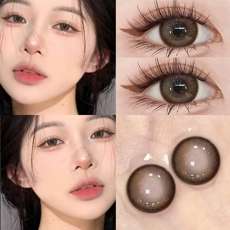 可拉拉美瞳便签贴贴棕色大直径狗狗眼扩瞳彩色隐形眼镜6tb