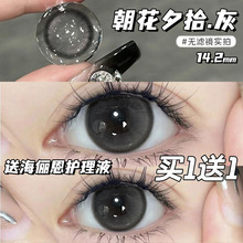 海俪恩护理液+美瞳半年抛黑灰色大直径自然款素颜女隐形眼镜博qc