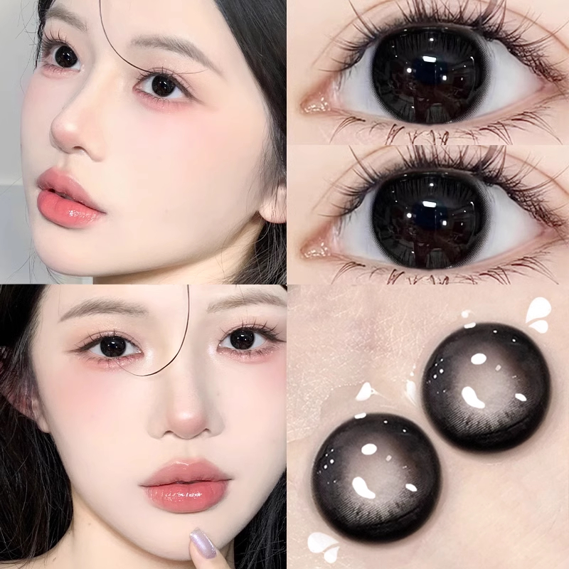 买一送一】vx麻雪球黑o美瞳半年抛自然纯欲学生党黑色隐形眼镜5ST