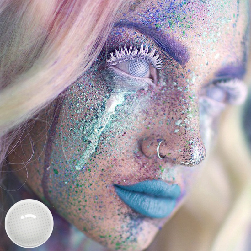 万圣节cosplay美瞳年抛女动漫黑白灰红蓝紫绿显色恐怖隐形眼镜ly