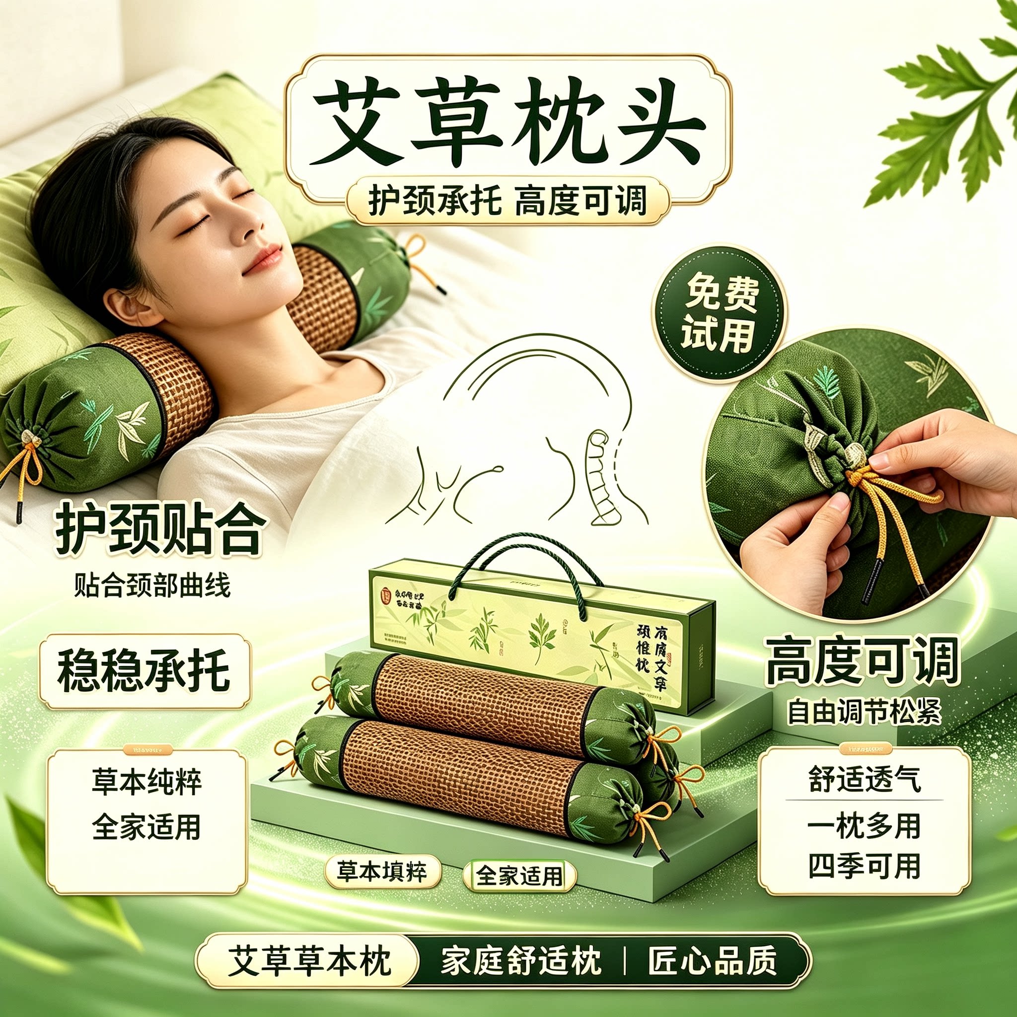 艾草枕头官方旗舰店正品睡觉专用颈助睡眠椎中药枕病礼盒送礼13sf图片