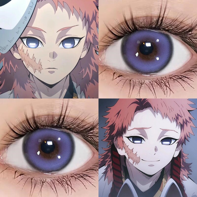 鬼灭之刃锖兔真菰cos美瞳半年抛男女大直径紫色绿色款隐形眼镜dyp