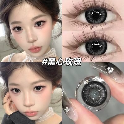 himi黑心玫瑰美瞳半年抛黑色大直径纯欲混血官网同款隐形眼镜泽qc