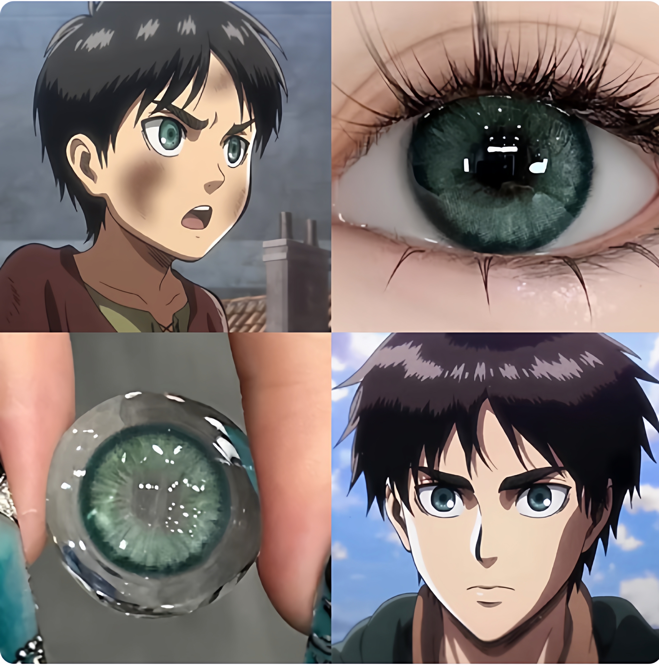 进击的巨人艾伦耶格尔cos美瞳半年抛两片装大直径绿色隐形眼镜6tb