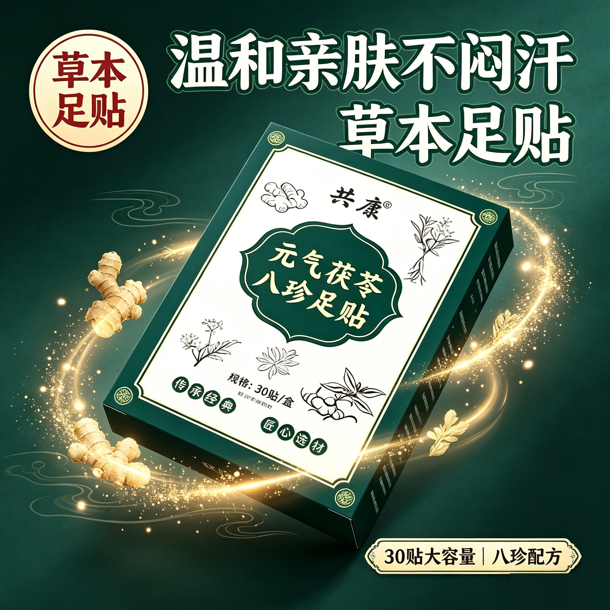 共康元气茯苓八珍足贴老北京官方旗舰店正品草本植萃红花老姜4dq
