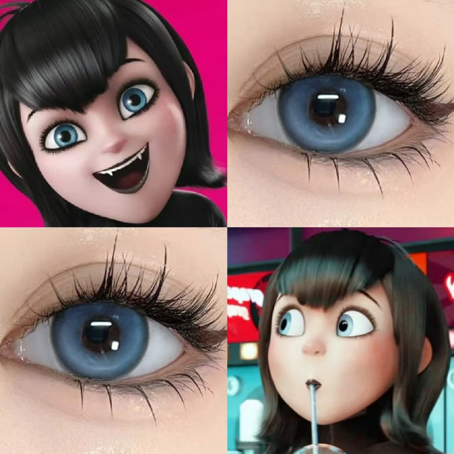 梅菲斯cos美瞳半年抛大直径蓝色精灵旅社三明治工艺隐形眼镜JYP