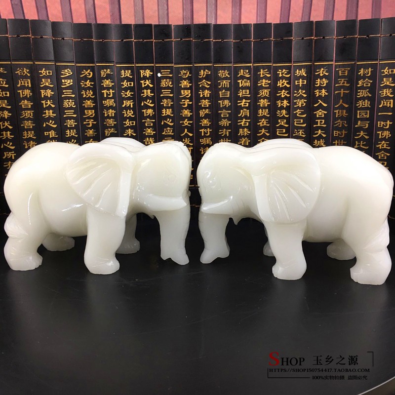 大象摆件祝福白玉简约现代客厅