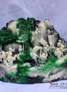 高仿寿山石走马上任山水摆件家居客厅玄关书房酒柜工艺品礼品摆设