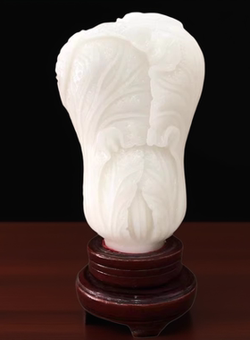 天然玉石白菜摆件百财开业礼品乔迁祝福前台店铺办公室装饰品摆设