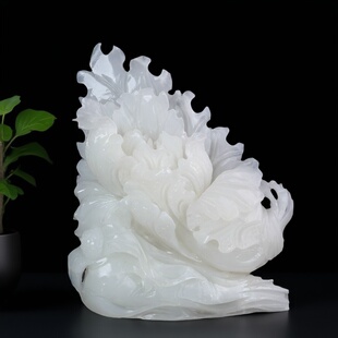 天然阿富汗白玉白菜摆件玉石大白菜家居饰品乔迁店铺开业礼品摆设