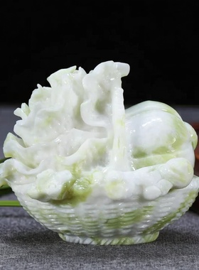 天然玉石雕刻玉白菜一揽佰菜摆件家居客厅酒柜办公室装饰礼品摆设