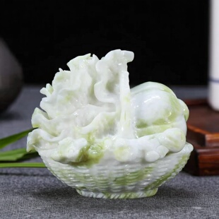天然玉石雕刻玉白菜一揽佰菜摆件家居客厅酒柜办公室装饰礼品摆设
