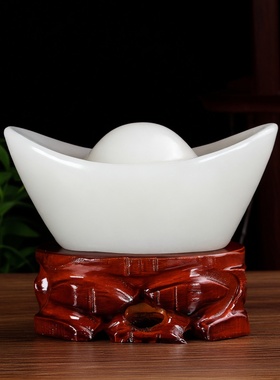 天然玉石元宝摆件家居办公室客厅桌面玄关工艺装饰品乔迁礼品摆设