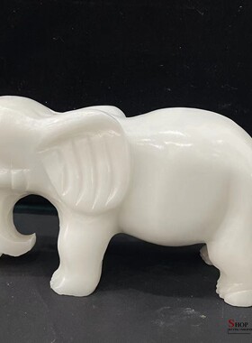 玉石大象摆件一对天然白玉吸水象家居客厅办公室装饰品工艺品摆设