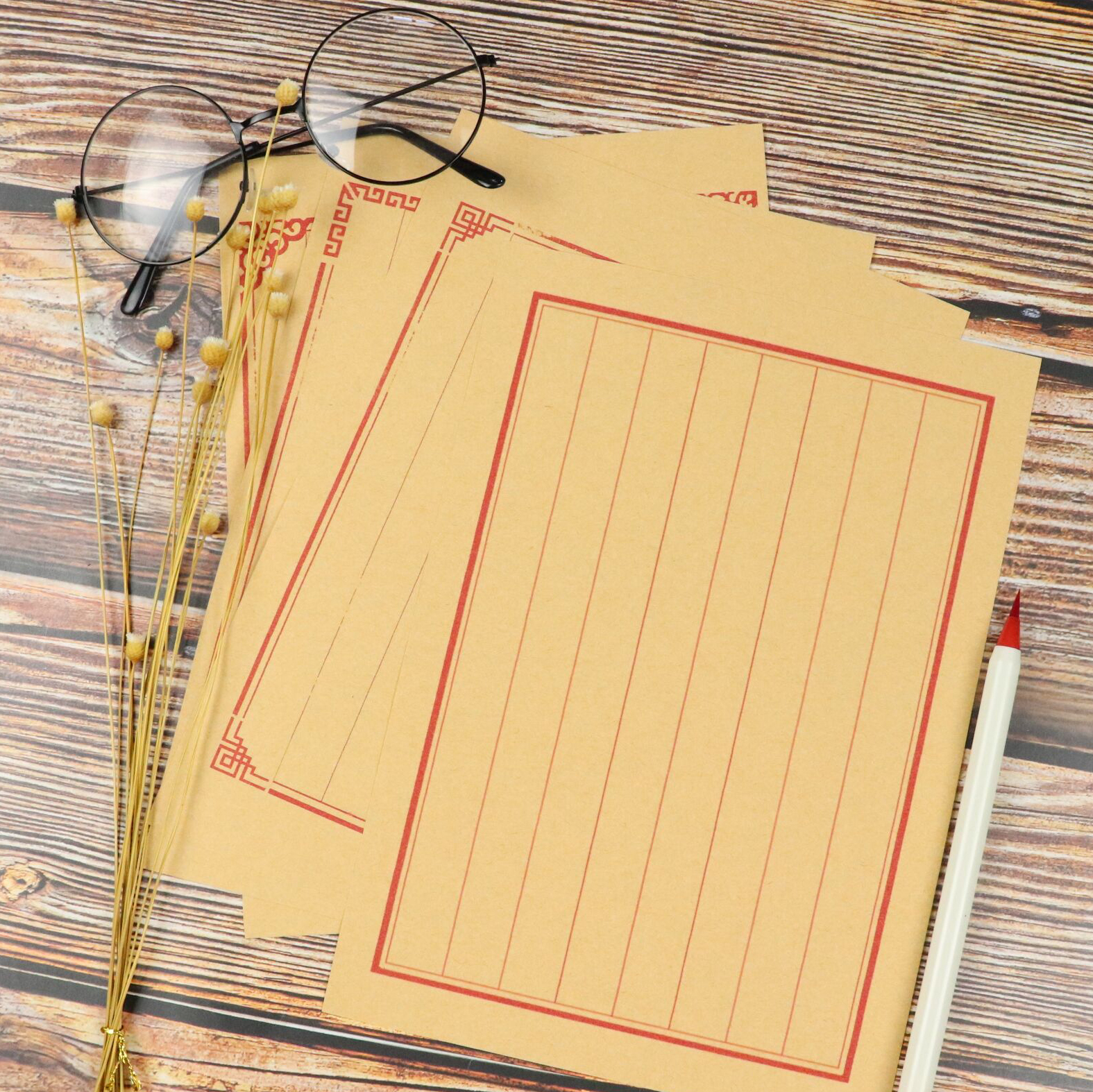 古代中式复古信封信纸牛皮纸竖版手写信纸简约复古中国风文艺情书