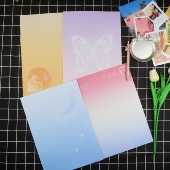 A4渐变色打印纸感谢信笺彩色空白办公活动纸浪漫星河日落表白情书