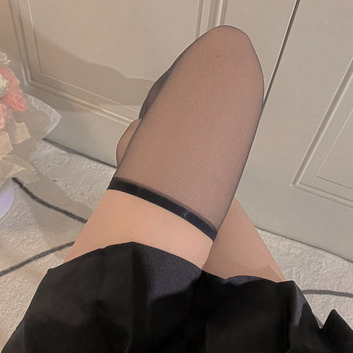 性感黑丝过膝袜女0d高透超薄款蕾丝jk大腿袜纯欲ins潮情调长筒袜
