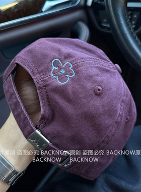 BACKNOW原创美式复古刺绣R棒球帽子男女户外遮阳显脸小鸭舌帽潮
