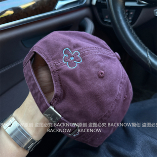 BACKNOW原创美式复古刺绣R棒球帽子男女户外遮阳显脸小鸭舌帽潮