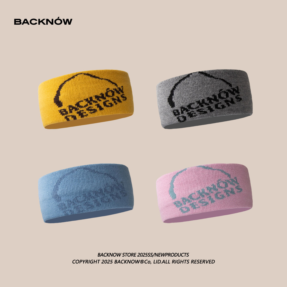 BACKNOW原创设计发带吸汗高弹力美式街头字母提花针织发箍头带潮