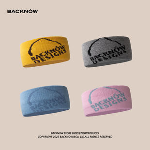 BACKNOW原创设计发带吸汗高弹力美式 街头字母提花针织发箍头带潮