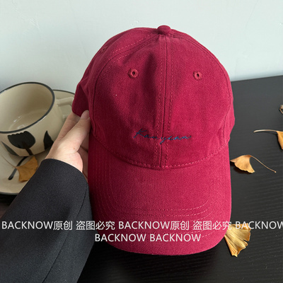BACKNOW美式复古安可拉红字母帽