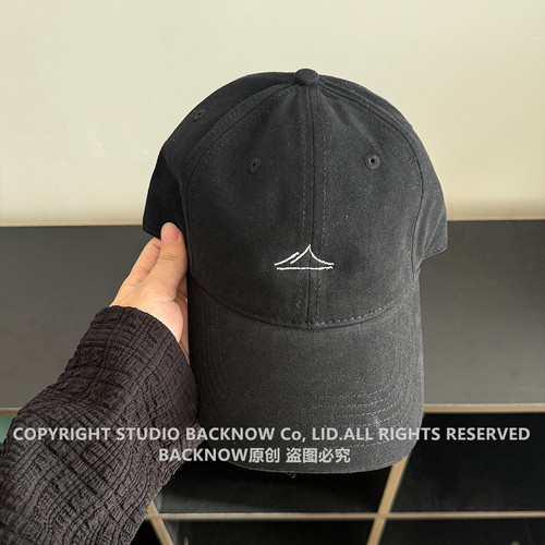 BACKNOW新款山刺绣黑色棒球帽