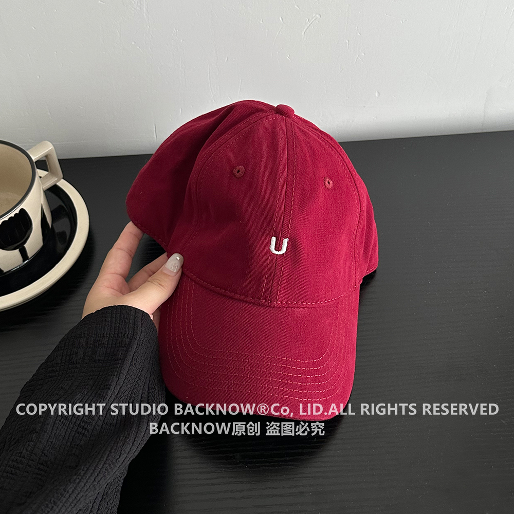 BACKNOW韩版大头围字母U鸭舌帽