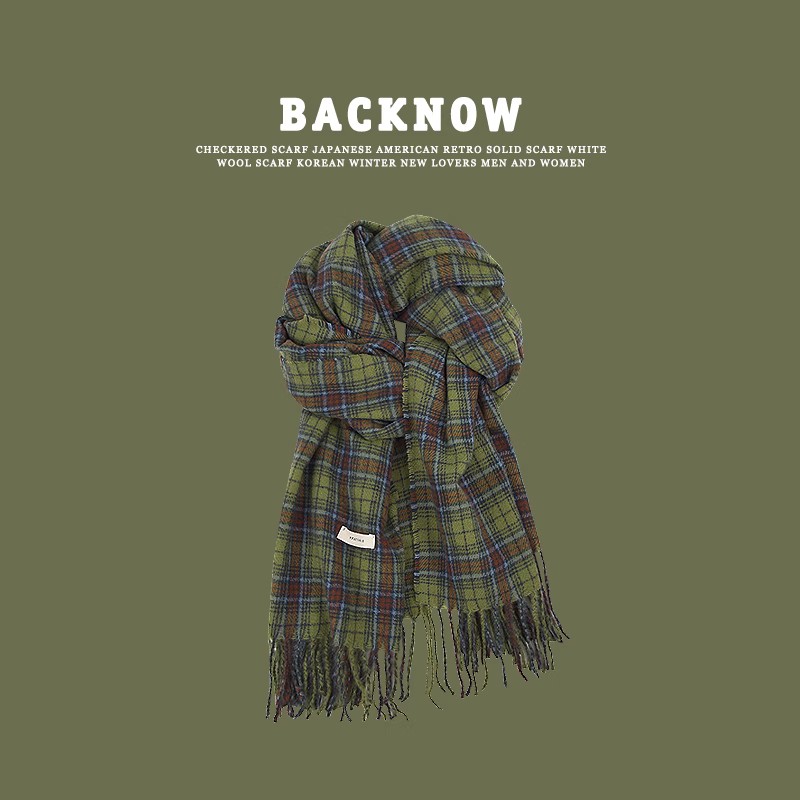 BACKNOW围巾冬季女软糯格子秋冬