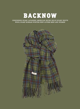 BACKNOW围巾冬季女软糯格子秋冬