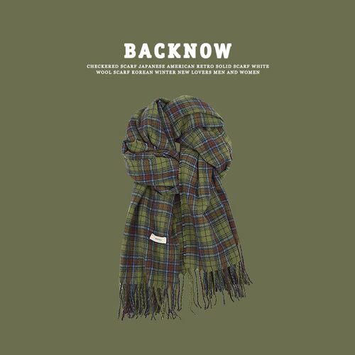 BACKNOW围巾冬季女软糯格子秋冬