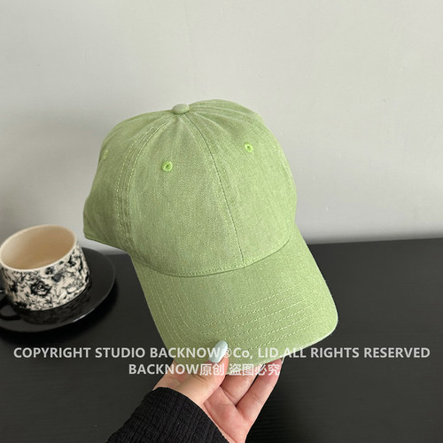 BACKNOW纯色复古水洗棒球帽