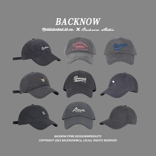 BACKNOW棒球帽出行休闲男女弯檐