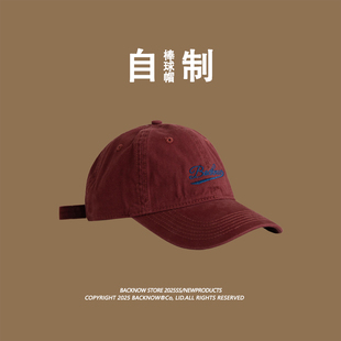 黑标~BACKNOW水洗软顶棒球帽女2026新款复古做旧显脸小大头围帽子