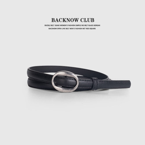 BACKNOW简约无孔金属扣腰带
