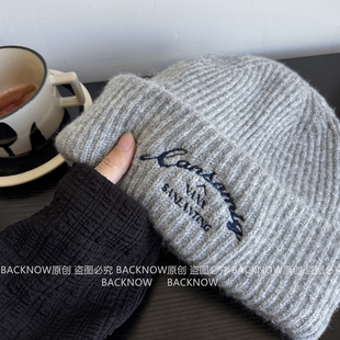 帽型巨好显脸小!BACKNOW针织毛线帽韩版秋冬字母大头围冷帽男女
