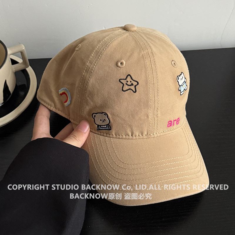 BACKNOW小熊刺绣棒球帽男女遮阳鸭舌帽券后39.6元