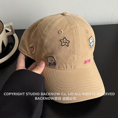 BACKNOW新款小熊刺绣棒球帽