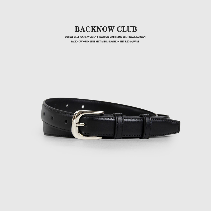 BACKNOW牛皮腰带复古真皮合金