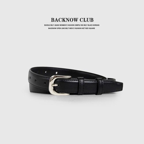 BACKNOW牛皮腰带复古真皮合金