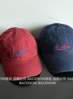 安哥拉红棒球帽BACKNOW美式复古