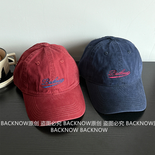 安哥拉红棒球帽BACKNOW美式复古2026新款显脸小鸭舌帽男女软顶