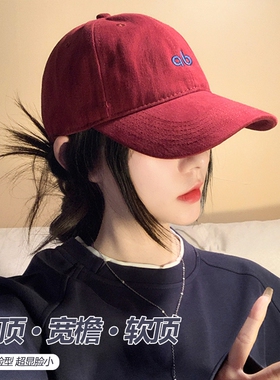 BACKNOW红色棒球帽大头围字母棒球帽显白深顶帽子女百搭弯檐韩版