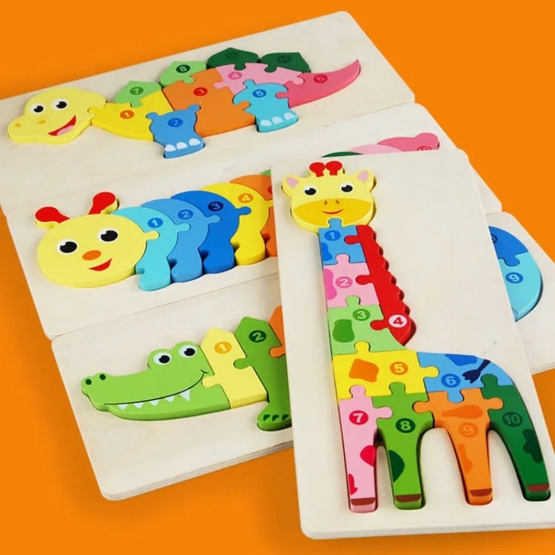 Baby Wooden 3D Puzzles Dinosaur Animal Wood Jigsaw Puzzle Ga