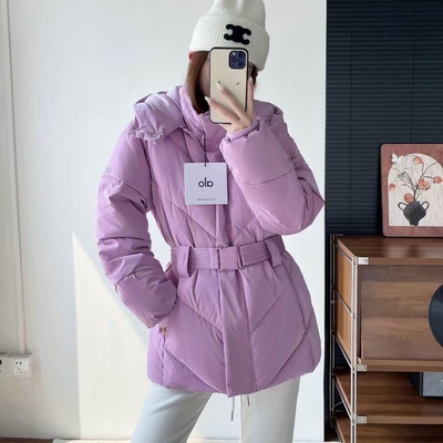 ALO收腰羽绒服中长连帽棉服外套